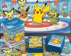 Micas de juego, portadecks rígidos y playmats oficiales de Pokémon Center USA importados en México.