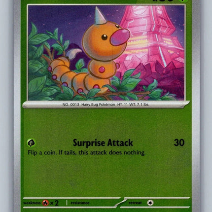 Carta individual Pokémon Weedle Reverse 001/086 común, set Chaos Rising, ilustración de sowsow - Thunder Cards México.