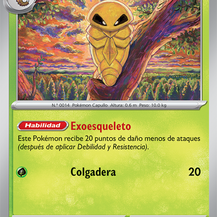 Carta individual Pokémon Kakuna 002/086 común, Stage 1, set ME4 Chaos Rising, ilustración de Mugi Hamada - Thunder Cards México.
