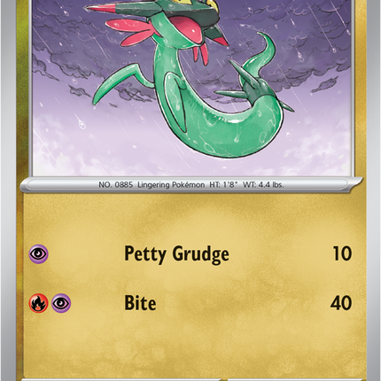 Carta Individual Pokémon Dreepy 071/131, BASIC Pokémon 70 HP, set Prismatic Evolutions, Ilustración de Scav - Thunder Cards México