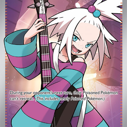 Carta Partidario Pokémon Roxie's Performance 112/086, Ultra Rara del set Chaos Rising, Ilustración de Nabusawa Mochipuyo - Thunder Cards México