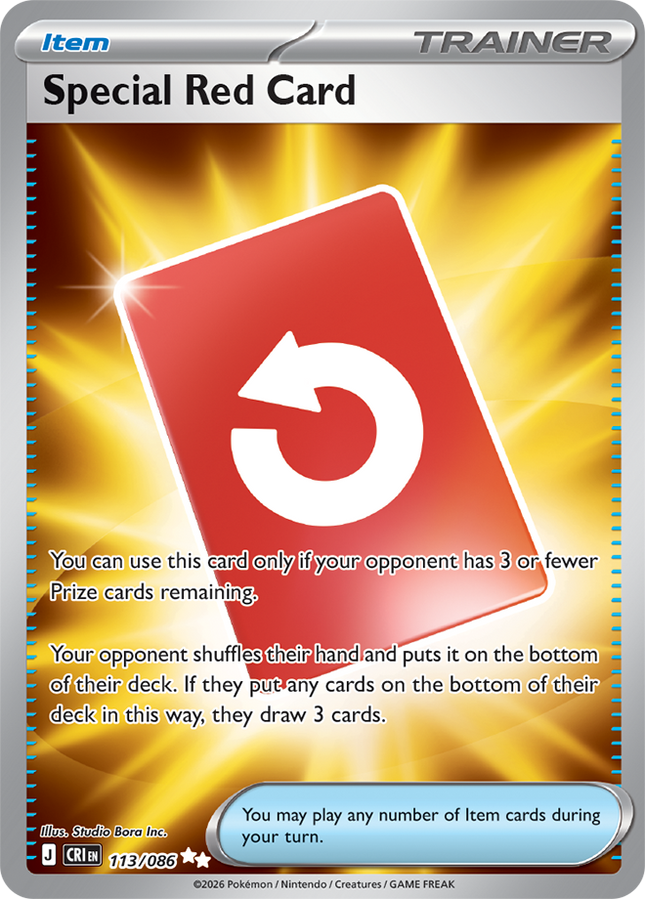 Carta Individual Pokémon Special Red Card Ultra Rara 113/086, set Chaos Rising, Ilustración de Studio Bora Inc. - Thunder Cards México