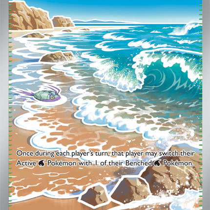 Carta Individual Pokémon Surfing Beach Ultra Rara 114/086, set Chaos Rising, Ilustración de AYUMI ODASHIMA - Thunder Cards México
