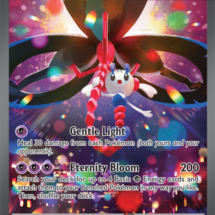 Carta individual Pokémon Mega Floette EX 117/086, rareza Special illustration Rare, MEGA Evolution, 250 HP, set Chaos Rising (CRI). Ilustración Special Illustration Rare de Mega Floette EX por Teeziro - Thunder Cards México.