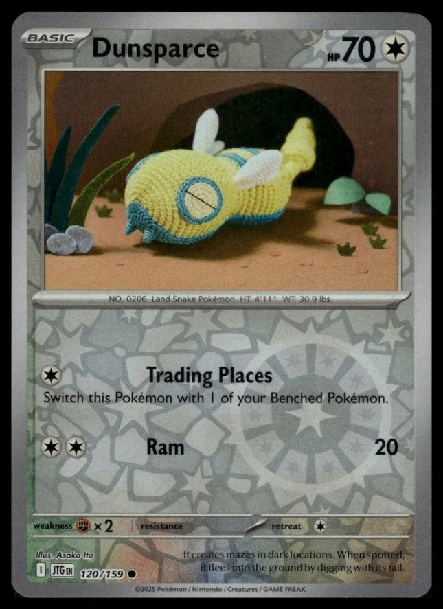 Carta Individual Pokémon Dunsparce  Reverse 120/159 , BASIC Pokémon 70 HP, set Jorney Together, Ilustración de Asako Ito - Thunder Cards México