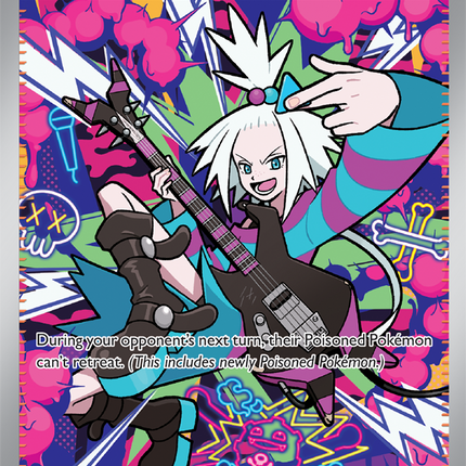 Carta individual Pokémon Roxie's Performance, rareza Special illustration Rare,121/086 Supporter Trainer, , set Chaos Rising (CRI). Ilustración Special Illustration Rare de Roxie's Performance por Tomowaka - Thunder Cards México.