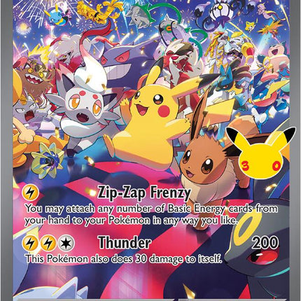 Carta individual Pokémon Pikachu EX 150/128, set 30th C, en Thunder Cards México