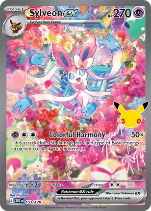 Carta individual Pokémon Sylveon EX 153/128, set 30th C, en Thunder Cards México