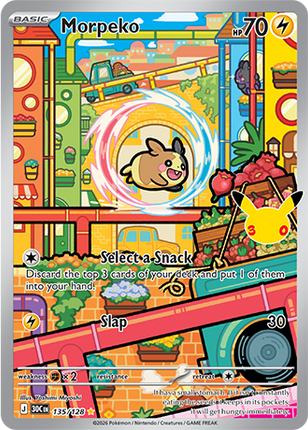 Carta individual Pokémon Morpeko 135/128, set 30th C, en Thunder Cards México
