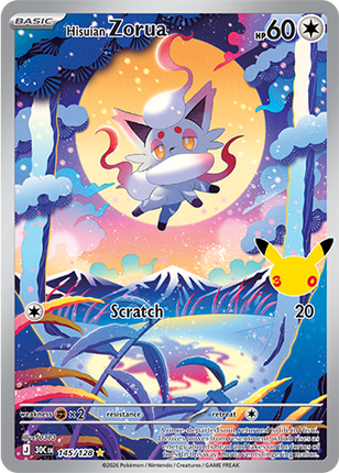 Carta individual Pokémon Hisuian Zorua 145/128, set 30th C, en Thunder Cards México