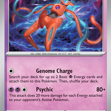 Carta individual Pokémon Deoxys 031/086, rareza infrecuente, Basic Pokémon, 110 HP, set Chaos Rising (CRI). Ilustración de Deoxys en Forma Normal flotando en el espacio profundo con auroras cósmicas de fondo por Shiburingaru - Thunder Cards México.