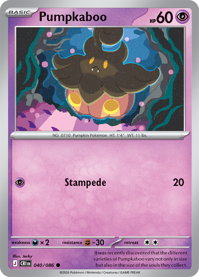 Carta Individual Pokémon Pumpkaboo 004/086, Basic Pokémon 60 HP, set Chaos Rising, Ilustración de Jerki - Thunder Cards México