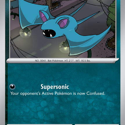 Carta Individual Pokémon Zubat 049/086, BASIC Pokémon 40 HP, set Chaos Rising, Ilustración de Mékayu - Thunder Cards México