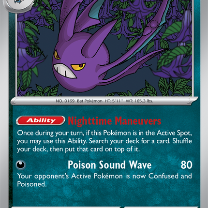 Carta Individual Pokémon Crobat 051/086, Stage 2 Pokémon 130 HP, set Chaos Rising, Ilustración de IKEDA saki - Thunder Cards México