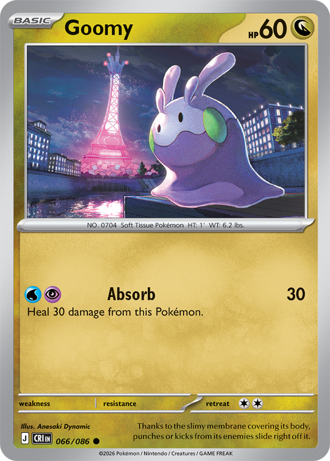Carta Individual Pokémon Goomy 066/086, BASIC Pokémon 60 HP, set Chaos Rising, Ilustración de Anesaki Dynamic - Thunder Cards México