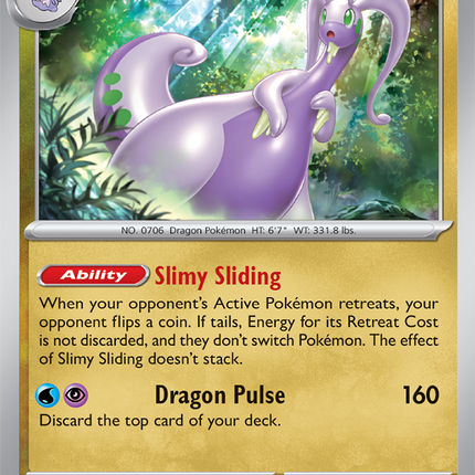 Carta Individual Pokémon Goodra 068/086, Stage 2 Pokémon 160 HP, set Chaos Rising, Ilustración de Tonj - Thunder Cards México Matsuno