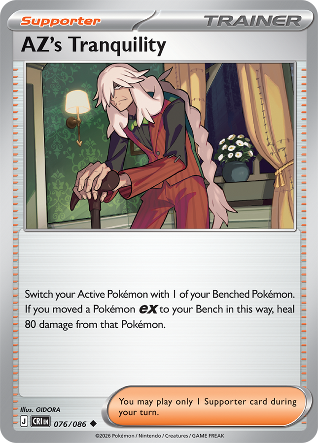 Carta Partidario Pokémon AZ's Tranquility 076/086, set Chaos Rising, Ilustración de GIDORA - Thunder Cards México
