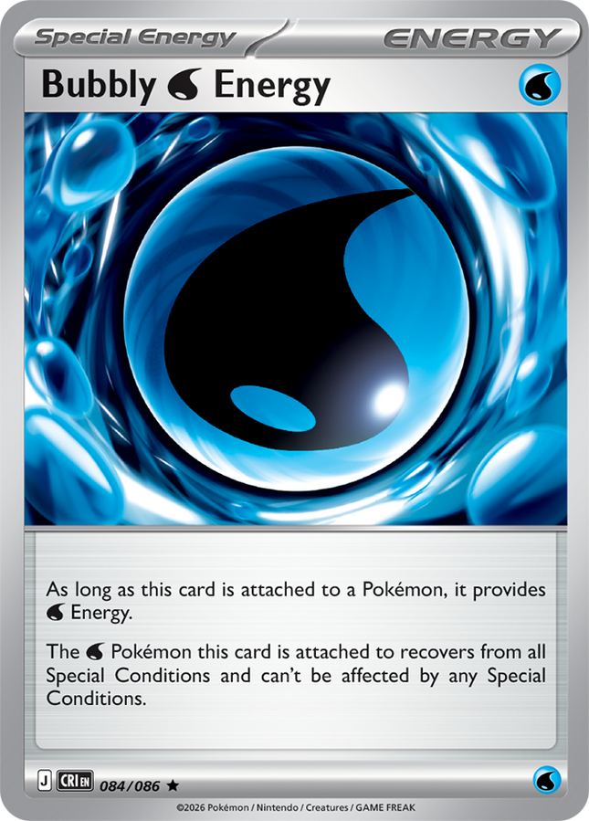 Carta Energía de Pokémon Bubbly Water Energy 084/086, set Chaos Rising, - Thunder Cards México