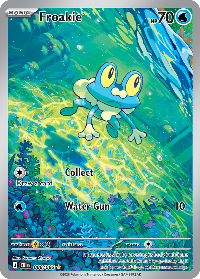 Carta Individual Pokémon Froakie Ilustración Especial 088/086, BASIC Pokémon 70 HP, set Chaos Rising, Ilustración de Susumu Maeya - Thunder Cards México