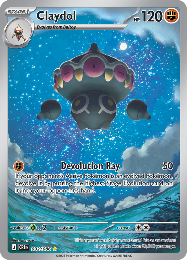 Carta Individual Pokémon Claydol Ilustración Especial 092/086, Stage 1  Pokémon 120 HP, set Chaos Rising, Ilustración de matazo - Thunder Cards México