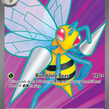 Carta Individual Pokémon Beedrill EX Ultra Rara 098/086, Stage 2 Pokémon 310 HP, set Chaos Rising, Ilustración de 5ban Graphics - Thunder Cards México