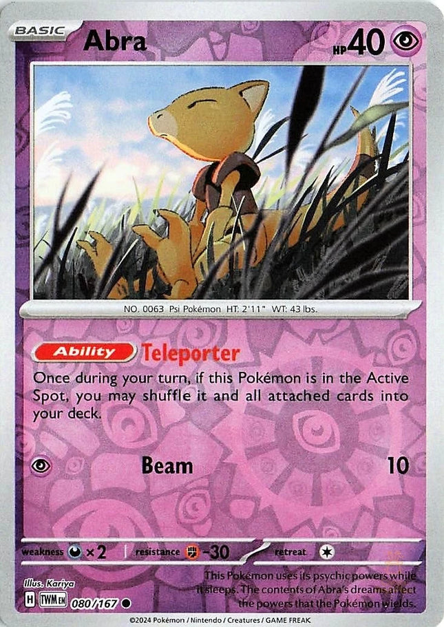 Carta Individual Pokémon Abra 080/167, Supporter Trainer, set Twilight Masquerade- Thunder Cards México Reverse Holo