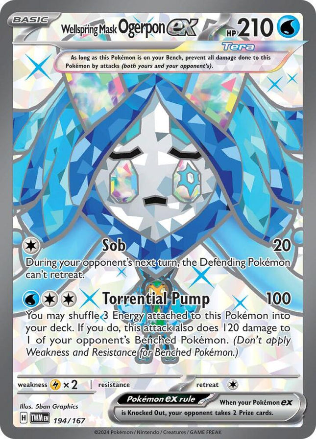 Wellspring Mask Ogerpon EX FA - 194/167 - SV06: Twilight Masquerade (TWM)