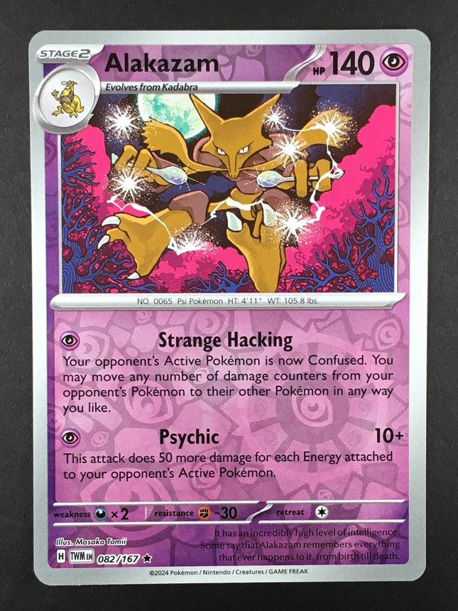 Carta Individual Pokémon Alakazam 082/167, , set Twilight Masquerade,  Thunder Cards México, Reverse Holo