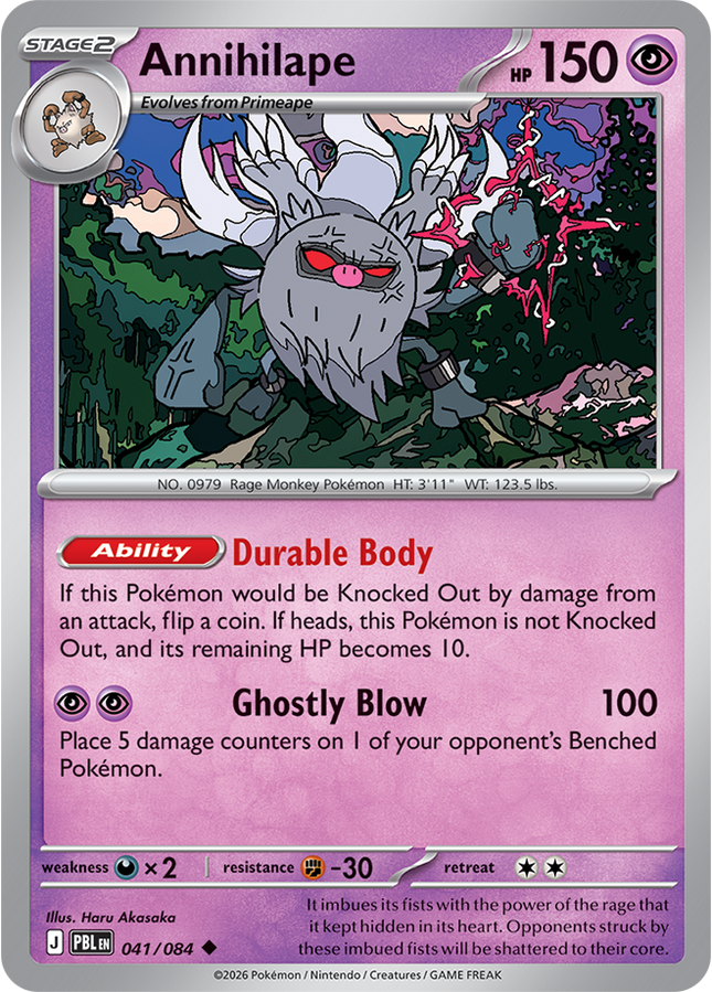 Carta individual Pokémon Annihilape 041/084, set Pitch Black, en Thunder Cards México
