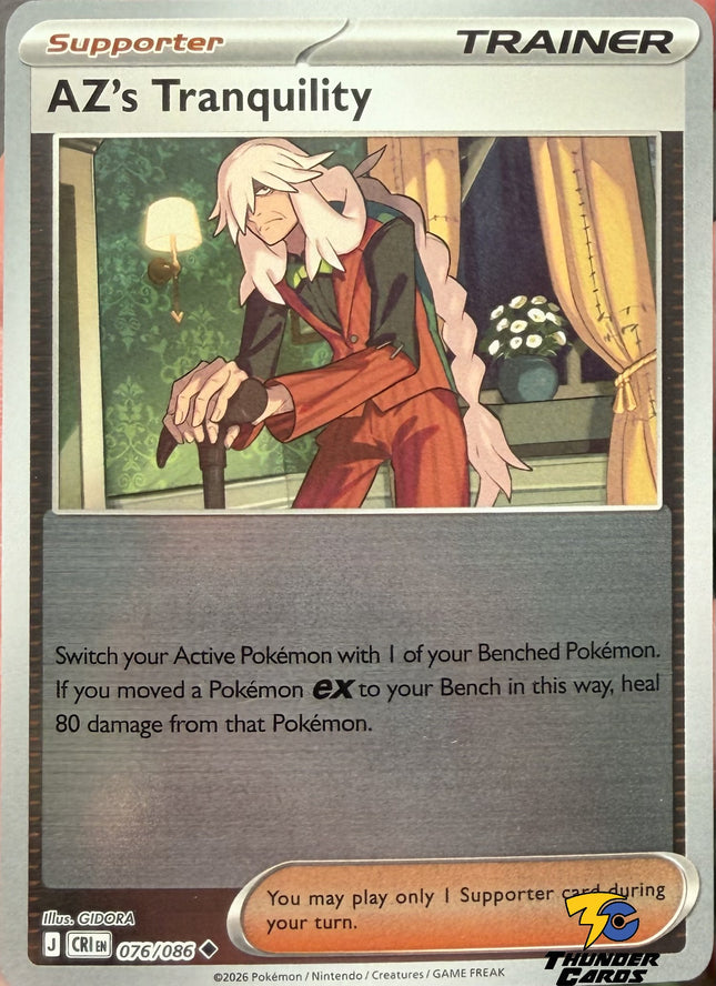 Carta Partidario Pokémon AZ's Tranquility Reverse076/086, set Chaos Rising, Ilustración de GIDORA - Thunder Cards México