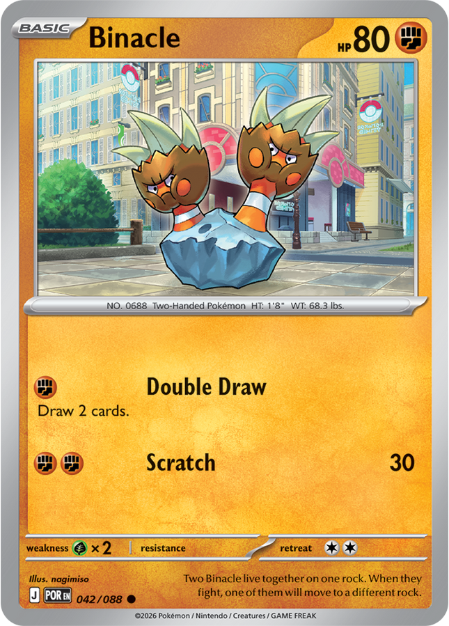 Carta Individual Pokémon Binacle 042/088, BASIC Pokémon 80 HP, set Perfect Order, Ilustración de magimiso - Thunder Cards México