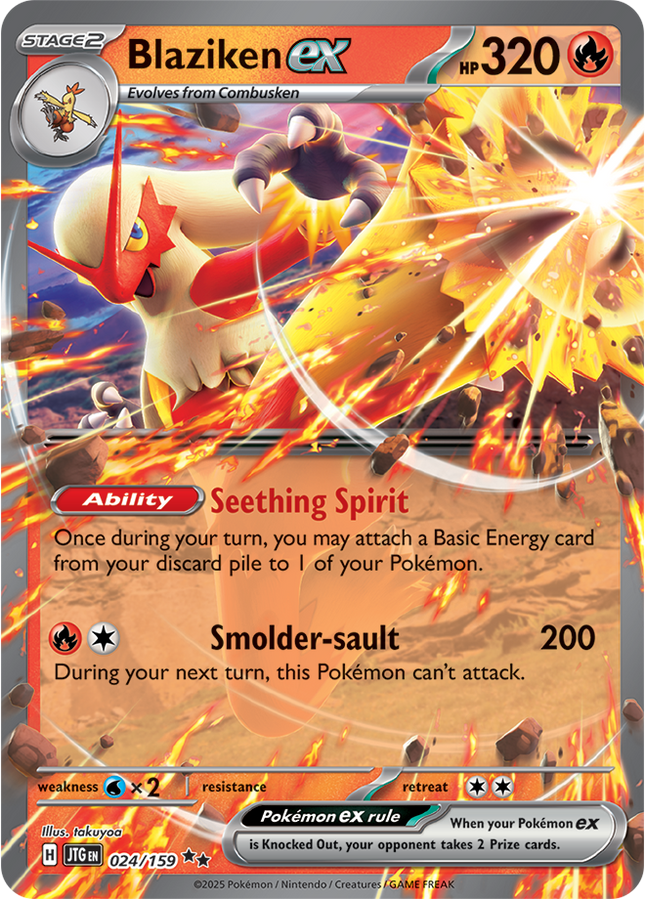 Carta Individual Pokémon Blaziken EX 024/159 , set Journey Together en Thunder Cards México