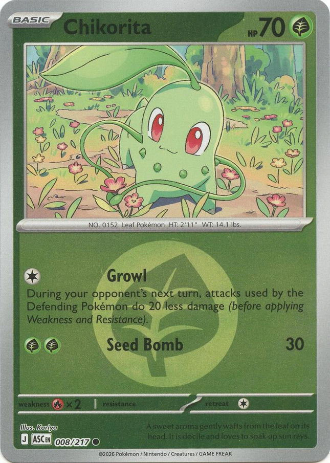 Carta Pokémon Erika's Chikorita 008/217 - Ascended Heroes - Thunder Cards