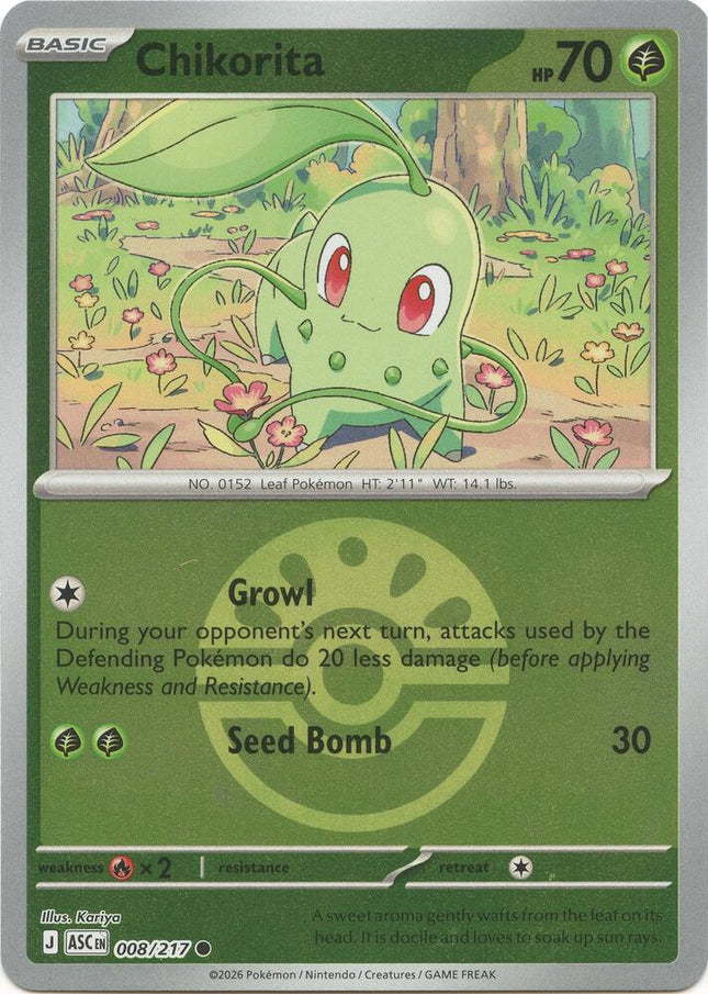 Carta Pokémon Erika's Chikorita 008/217 - Ascended Heroes - Thunder Cards