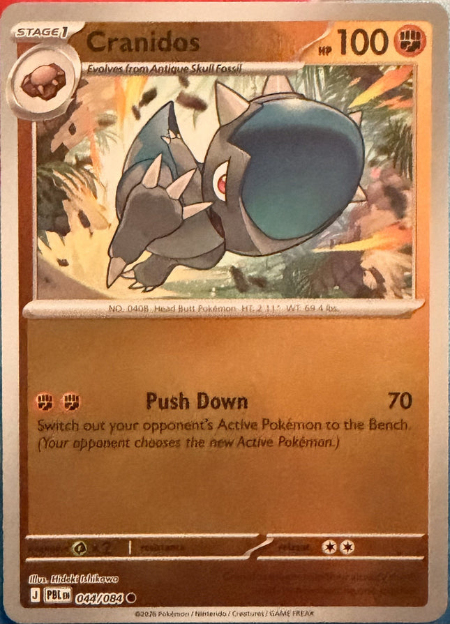 Carta individual Pokémon Cranidos 044/084, set Pitch Black, en Thunder Cards México Reverse