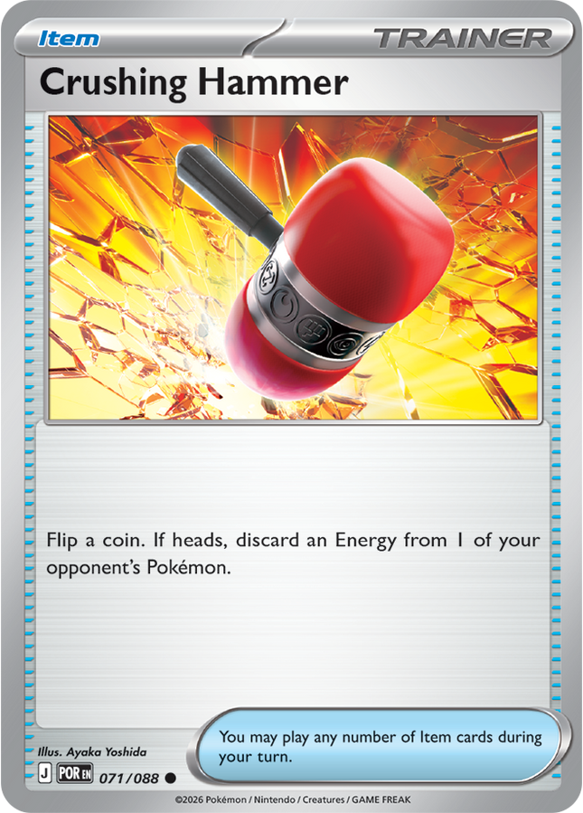 Carta Individual Pokémon Crushing Hammer 071/088 Supporter Trainer, set Perfect Order Ilustración de Ayoka Yoshida- Thunder Cards México 