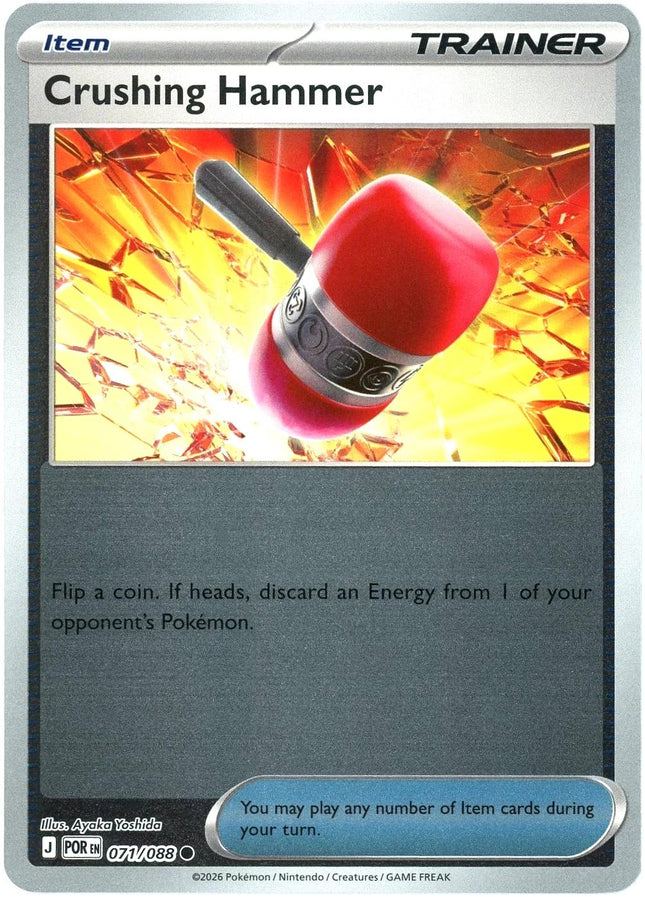 Carta Individual Pokémon Crushing Hammer Reverse 071/088 Supporter Trainer, set Perfect Order Ilustración de Ayoka Yoshida- Thunder Cards México 