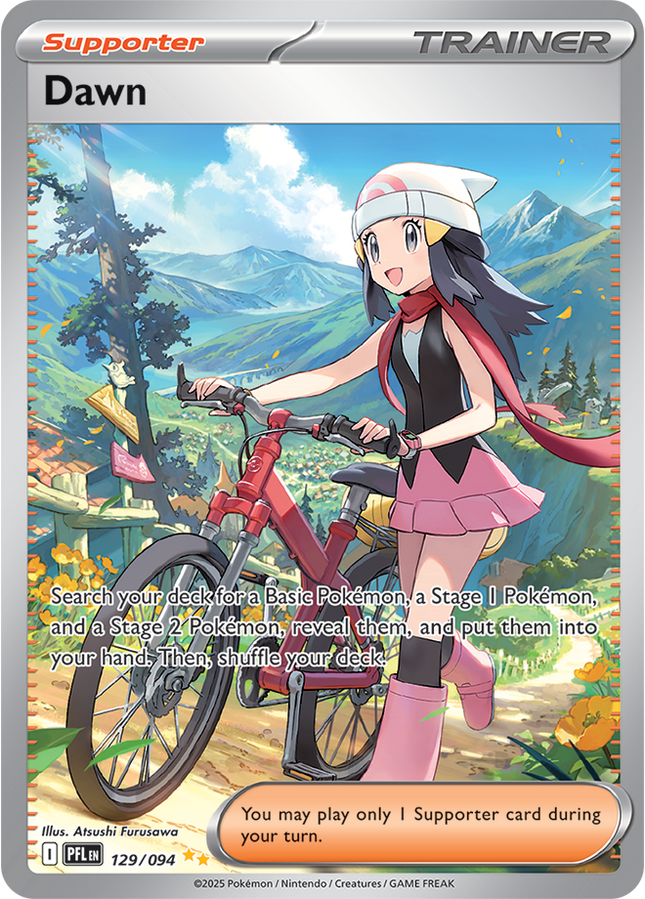 Carta Individual Pokémon Supporter Dawn Special Illustration Rare 129/094, Trainer, set Phantasmal Flames, Ilustración de Atsushi Furusawa- Thunder Cards México