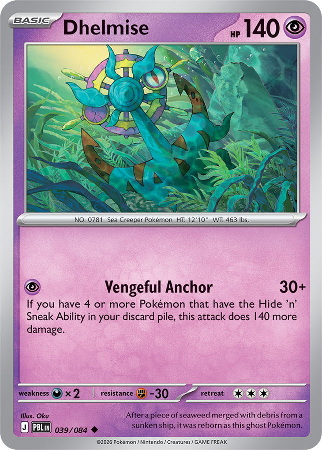 Carta individual Pokémon Dhelmise 039/084, set Pitch Black, en Thunder Cards México