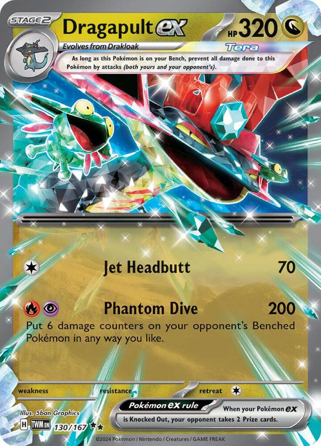 Carta Individual Pokémon Dragapult EX 130/167, Stage 2 Pokémon 320 HP, set Twilight Masquerade, Ilustración de cochi8i - Thunder Cards México