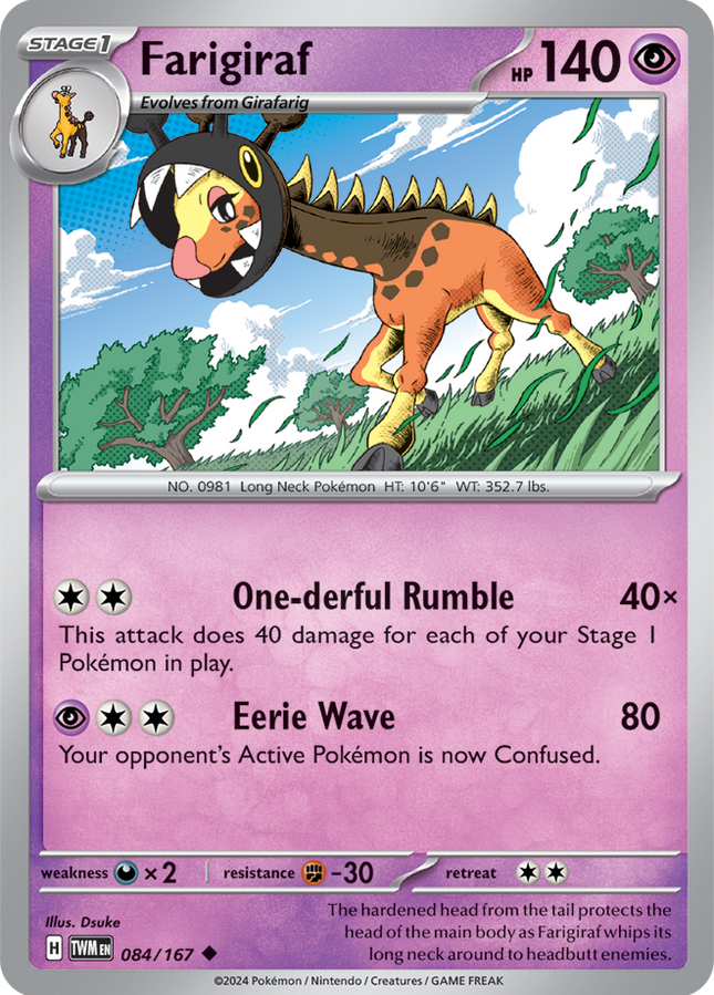 Carta Individual Pokémon Farigiraf 08/167, , set Twilight Masquerade,  Thunder Cards México
