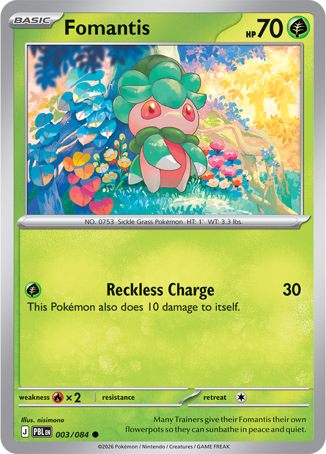 Carta individual Pokémon Fomantis 003/084, set Pitch Black, en Thunder Cards México
