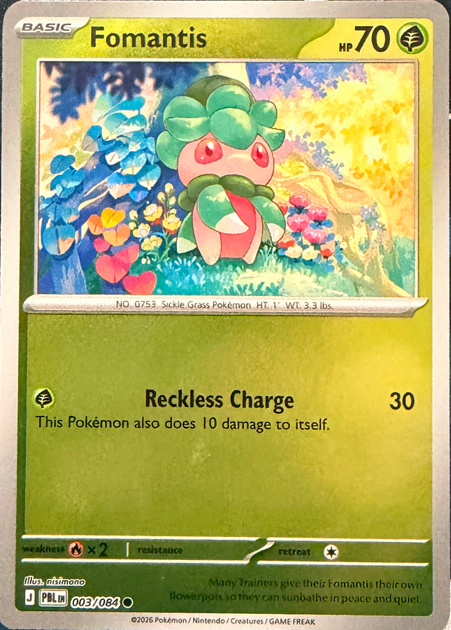 Carta individual Pokémon Fomantis 003/084, set Pitch Black, en Thunder Cards México Reverse