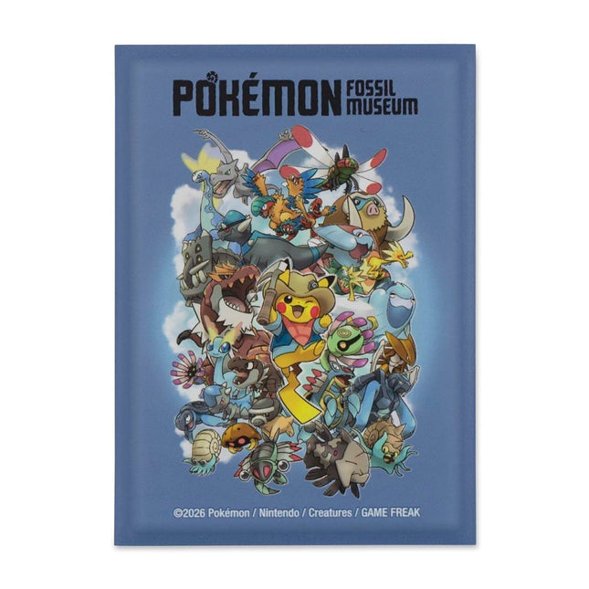 Paquete oficial de micas protectoras Pokémon Center de la colección Fossil Museum con diseño exclusivo de Pikachu Excavador y Pokémon fósiles.