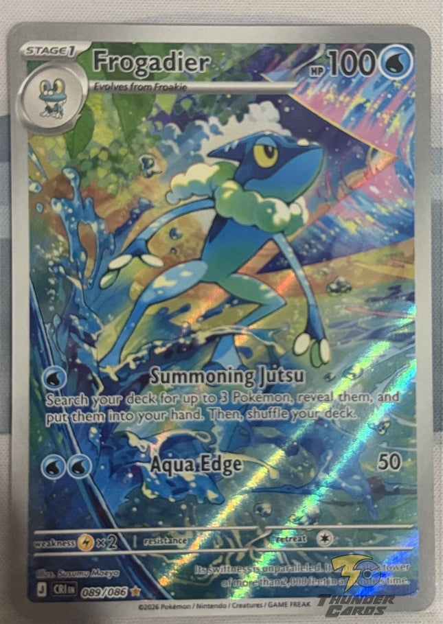 Carta Individual Pokémon Frogadier Ilustración Especial Real 089/086, Stage 1 Pokémon 100 HP, set Chaos Rising, Ilustración de Susumu Maeya - Thunder Cards México