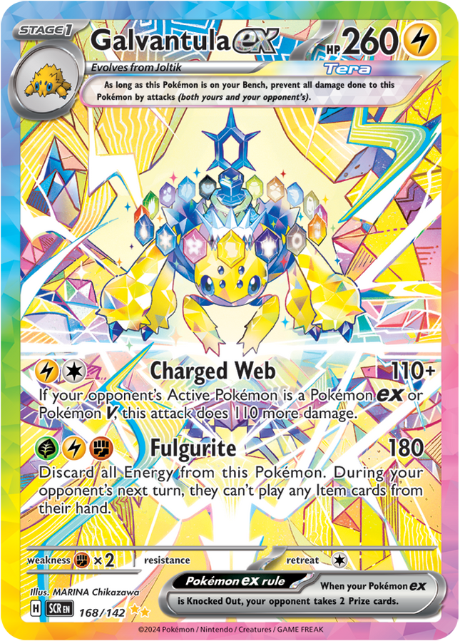 Carta Pokémon Galvantula EX (SIR) 168/142 del set Stellar Crown de Pokémon TCG en Thunder Cards