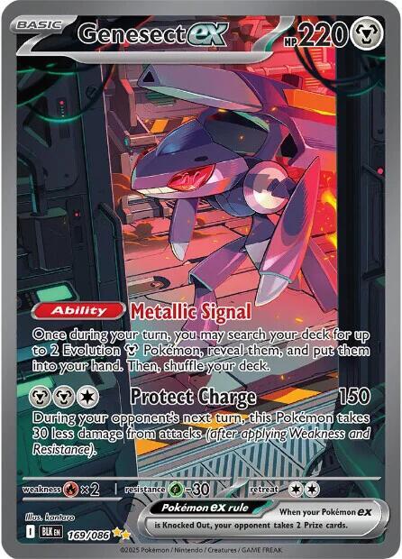 Carta Pokémon Genesect EX Special Illustration Rare 169/086 del set Black Bolt de Pokémon TCG en Thunder Cards México