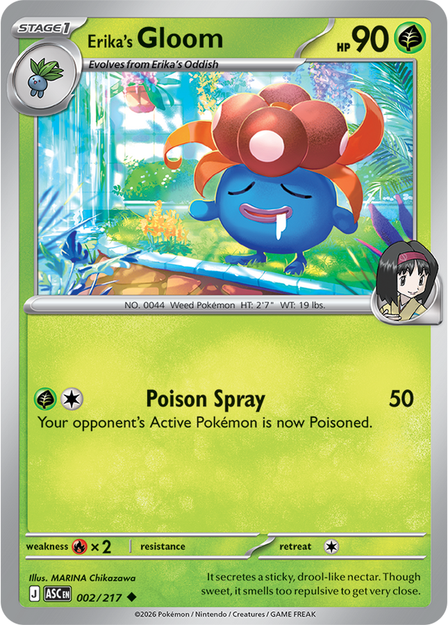 Carta Pokémon Erika's Gloom 002/217 - Ascended Heroes - Thunder Cards