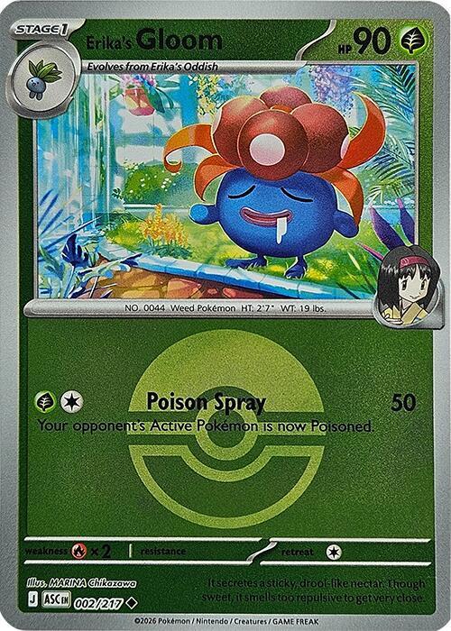 Carta Pokémon Erika's Gloom 002/217 - Ascended Heroes - Thunder Cards