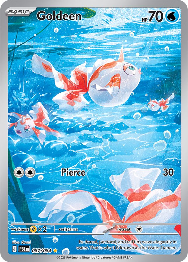 Carta individual Goldeen 087/084, set Pitch Black, en Thunder Cards México Illustration Rare 